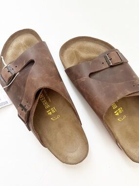 New Birkenstock Zurich Brown Oiled Leather Sandal EU 41